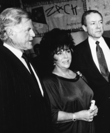 Senator Kennedy pictured in 1996 with amfAR Founding International Chairman Dame Elizabeth Taylor and Senator Orrin Hatch. (Photo: Patsy Lynch)