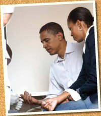 Then Illinois Senator Barack Obama and his wife Michelle take HIV test in a special van in Kisumu, Kenya, August 26, 2006.