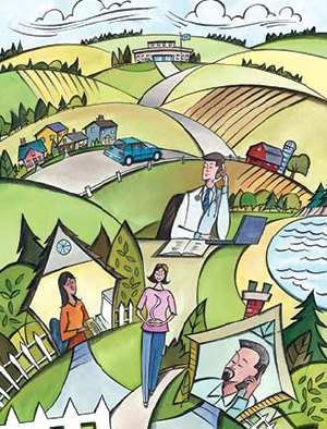 Small-Town Life. Illustration: Tony Heron.