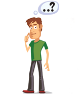 man with question mark in cartoon bubble