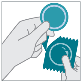 Carefully open and remove condom from wrapper.