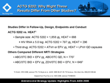 ACTG 5202: Why Might These Results Differ From Other Studies?