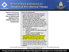 When to Start: Indications for Initiation of Antiretroviral Therapy