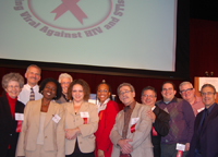 AIDS Institute Department of Health Social Media Forum staff (L to R): Sonja Noring, Howard Lavigne, Dr. Cheryl Smith, Mark Hammer, Johanne Morne, Wanda Jones-Robinson, Peter Laqueur, Humberto Cruz (AIDS Institute Director), Ben Wise, Jeffrey Karaban, Dr. Bruce Agins.