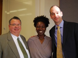 L-R: Humberto Cruz, AIDS Institute Director; Dr. Cheryl Smith, AIDS Institute Associate Medical Director; Miguel Gomez, Director, AIDS.gov