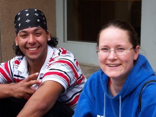 Javier Acevedo Baez and Rheingans smile between YAI sessions; photo by: Maralis Mercado