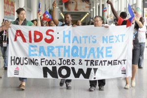 AIDS activists march in Vienna.
