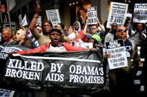 Some of the 500 protesters demanding Obama commit $50 billion to fight AIDS globally.