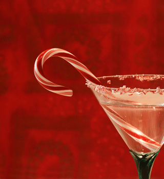 cocktail with candy cane