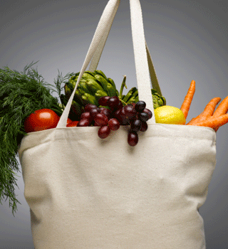 bag of fruits and vegetables