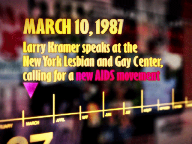 Throughout the film, important dates in ACT UP's history are highlighted.