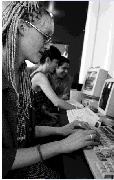 young woman at computer