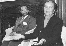 Marian Wright
Edelman, president of the Children's Defense Fund, right, speaks at the Leading
for Life summit, while Henry Louis Gates, Jr., a host, looks on