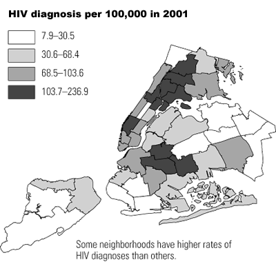 HIV Diagnosis per 100,000 in 2001