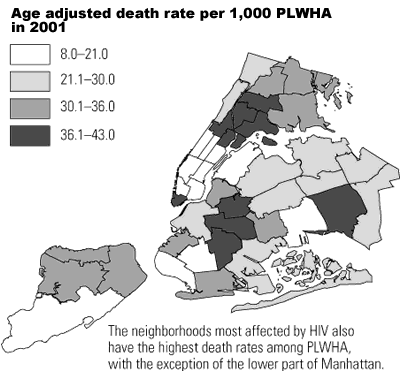 Age Adjusted Death Rate per 1,000 PLWHA in 2001