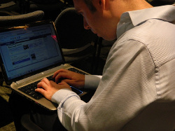 Paul DeMiglio tweeting the conference in real time.