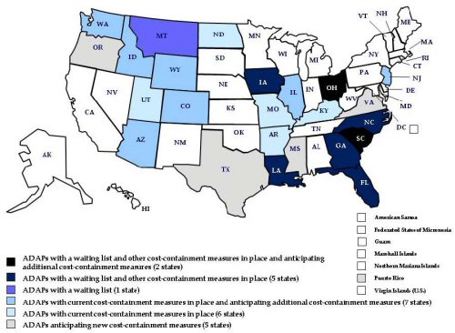 ADAPs With Current or Anticipated Cost-Containment Measures, Including Waiting Lists, October 2010