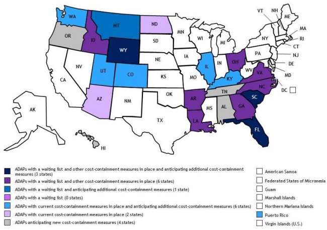 ADAPs With Current or Anticipated Cost-Containment Measures, Including Waiting Lists, April 2011