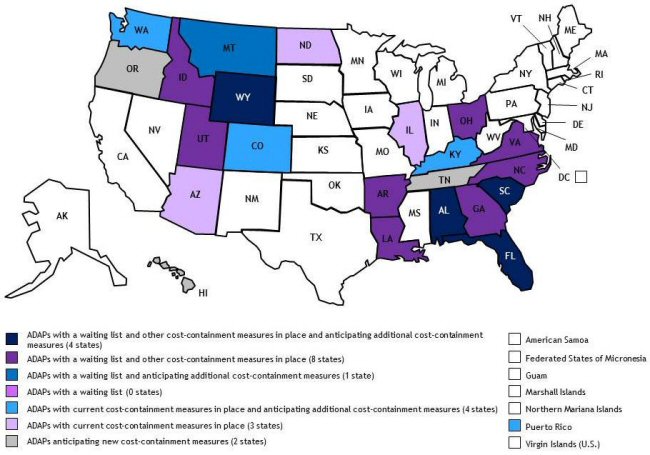 ADAPs With Current or Anticipated Cost-Containment Measures, Including Waiting Lists, July 2011