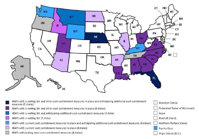 ADAPs With Current or Anticipated Cost-Containment Measures, Including Waiting Lists, February 2012