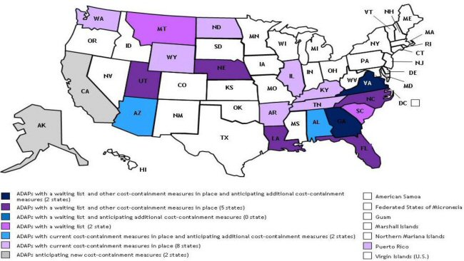 ADAPs With Current or Anticipated Cost-Containment Measures, Including Waiting Lists, April 2012