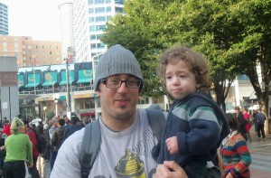 Myles and Daddy Keanen at Occupy Seattle.