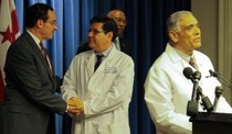 Dr. Pappas, Dr. Akter, and Mayor Gray at the press conference. Photo: Courtesy of Larry Bryant