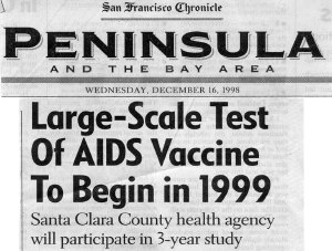 Large Scale Test of AIDS Vaccine to Begin in 1999