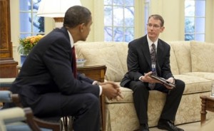 President Obama and Jeffrey Crowley.