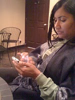 Jacqueline Setting up her Twitter.