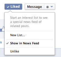 Click the 'Like' button to display a drop down list.