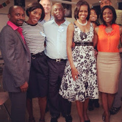 BET News Team with First Lady Obama Luke, Angela, James, and Lola