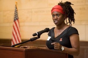Gina at the CHANGE Congressional AIDS Reception. (Credit: Aaron Clamage)