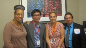 Me -- <i>what am I looking at??</i> -- with Drs. Young, Medina and Salinas (from left to right).